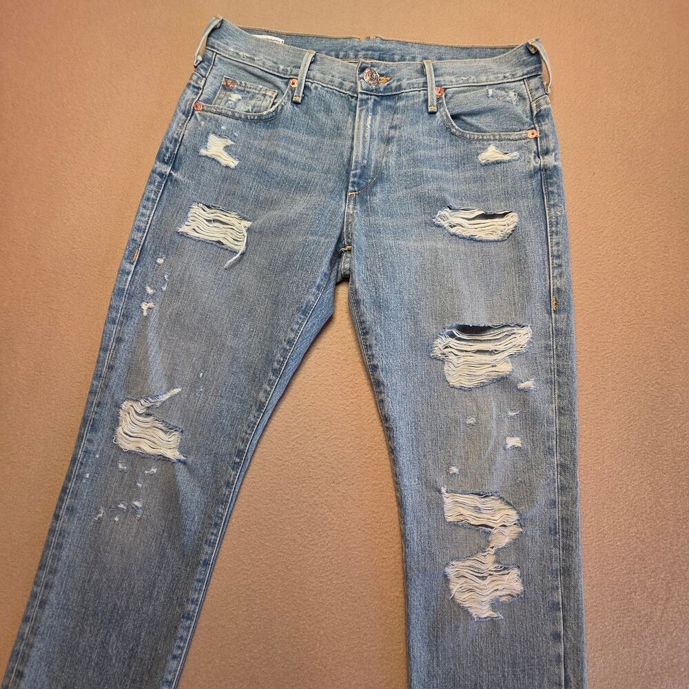 True Religion Audrey Mid Rise Slim Boyfriend Distressed Jeans Sz 26 Light Wash